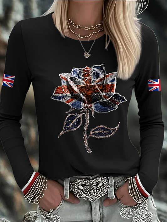 Women's UK Flag Art Printed T-shirt trupatriotic