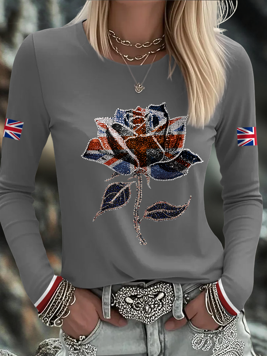 Women's UK Flag Art Printed T-shirt trupatriotic