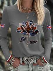 Women's UK Flag Art Printed T-shirt trupatriotic