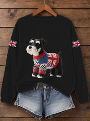 Women's UK Flag Schnauzer Print Sweatshirt trupatriotic