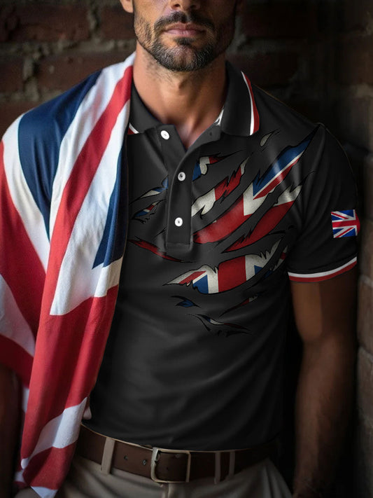 Men's UK Flag Art Printed Casual Tops trupatriotic