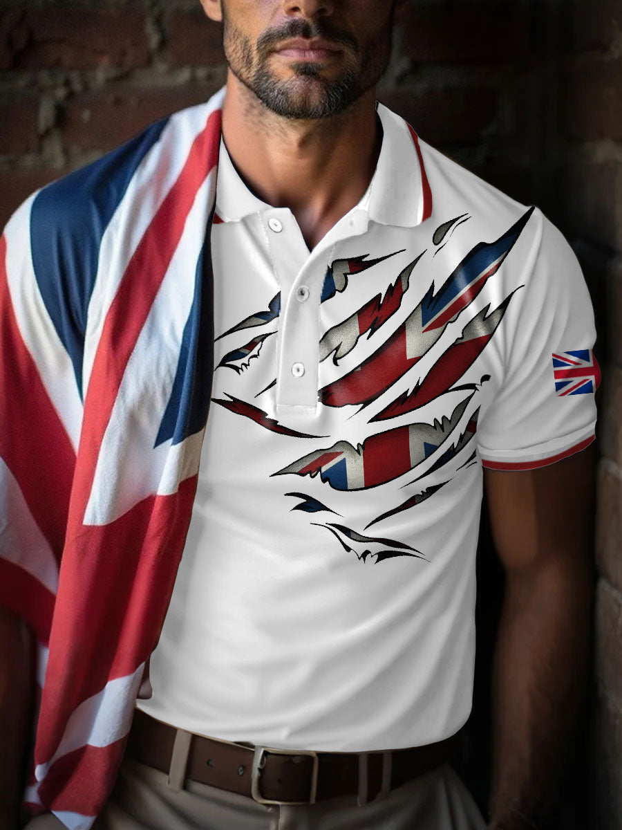 Men's UK Flag Art Printed Casual Tops trupatriotic