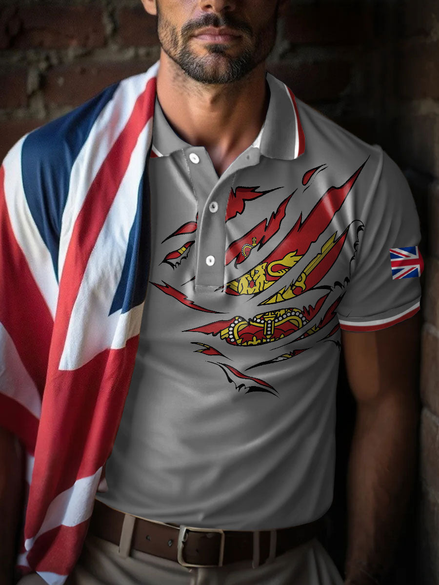 Men's UK Flag Art Printed Casual Tops trupatriotic
