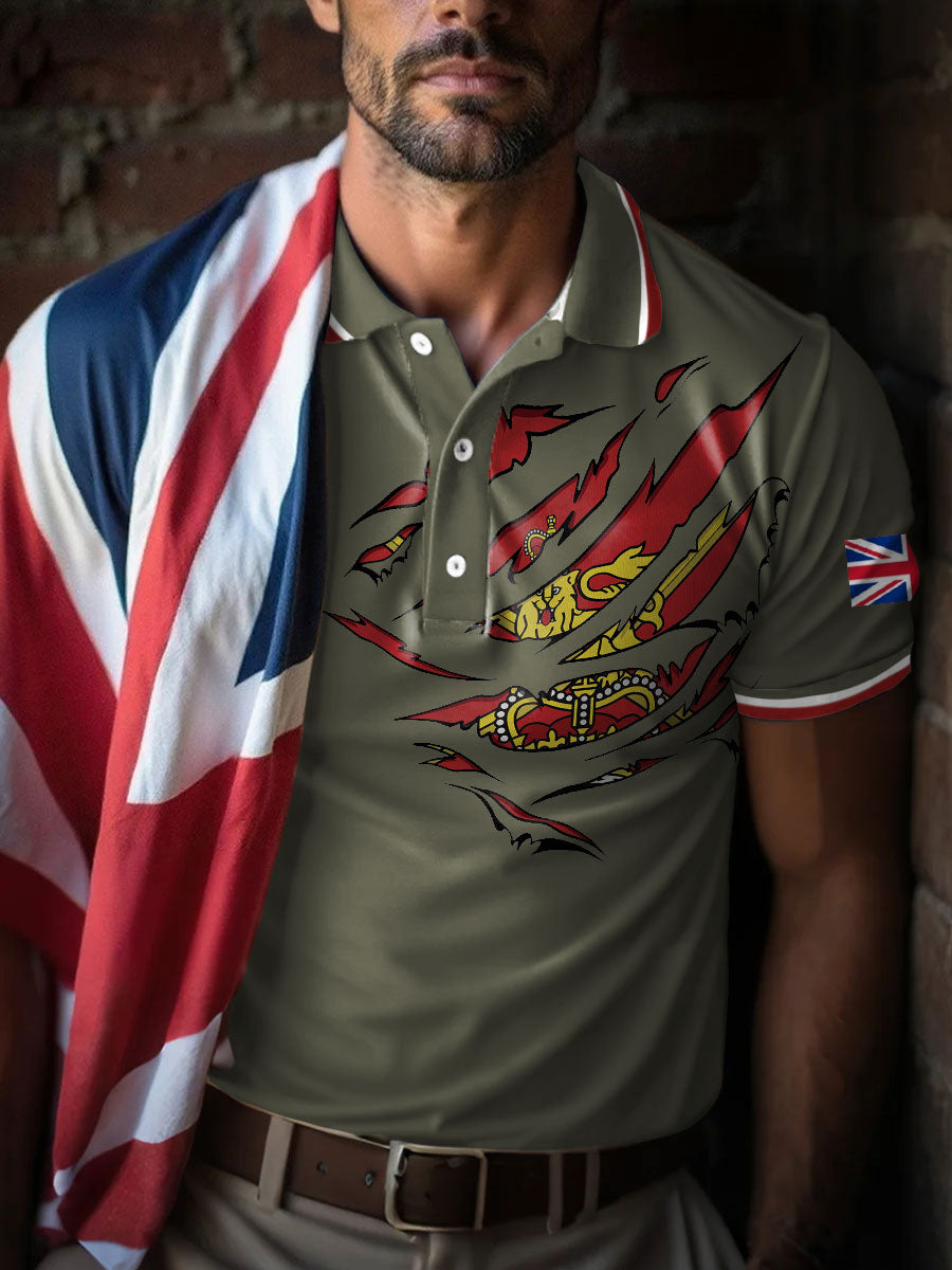 Men's UK Flag Art Printed Casual Tops trupatriotic