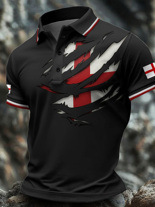 Men's England Flag Art Printed Casual Tops trupatriotic
