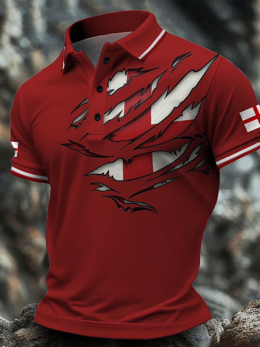 Men's England Flag Art Printed Casual Tops trupatriotic
