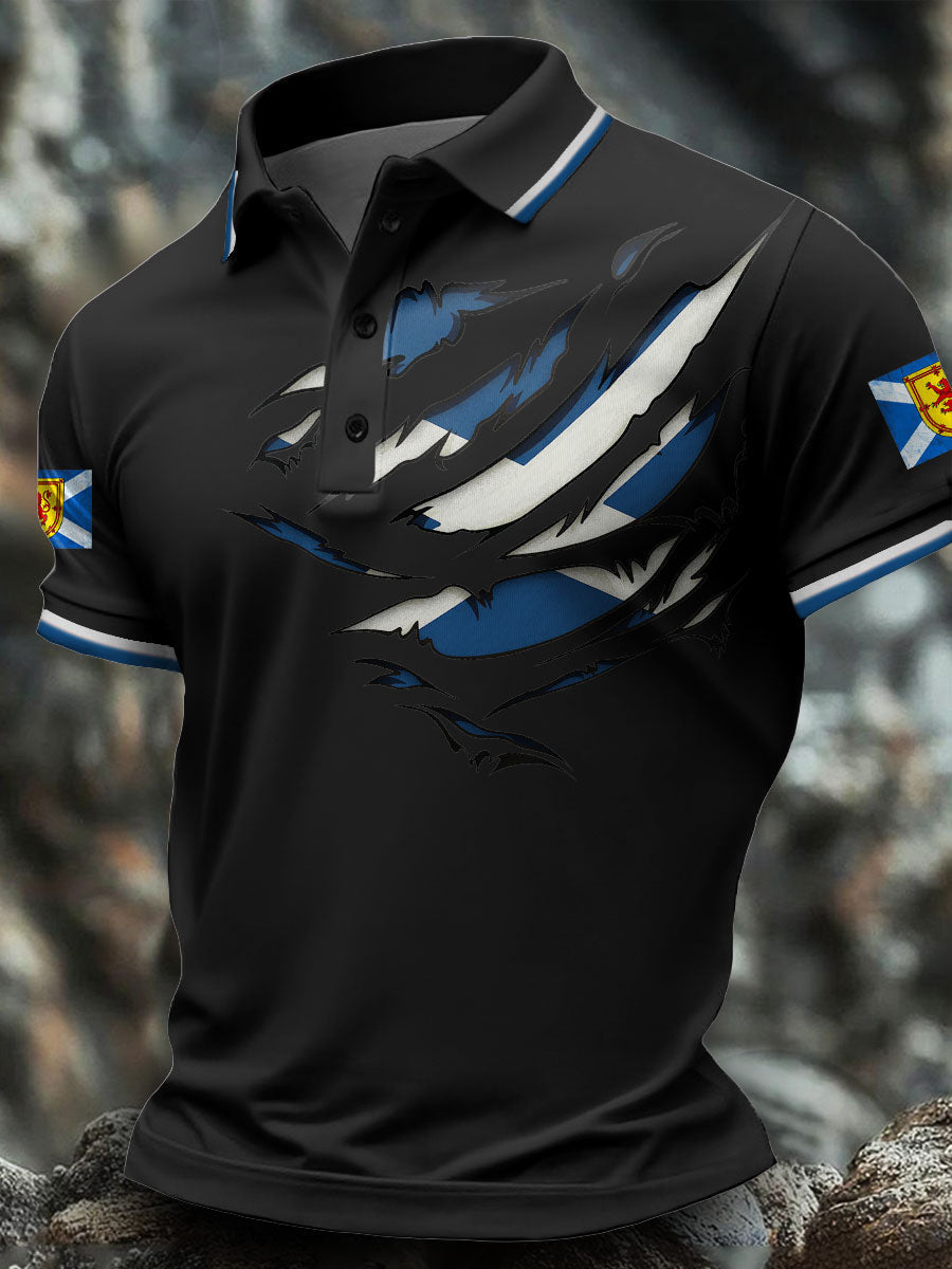 Men's Scotland Flag Art Printed Casual Tops trupatriotic