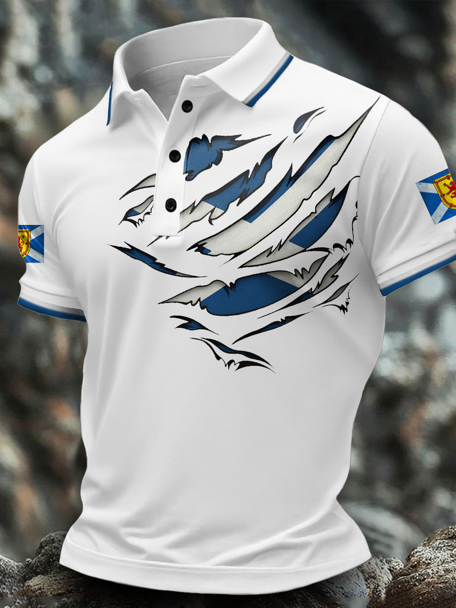 Men's Scotland Flag Art Printed Casual Tops trupatriotic