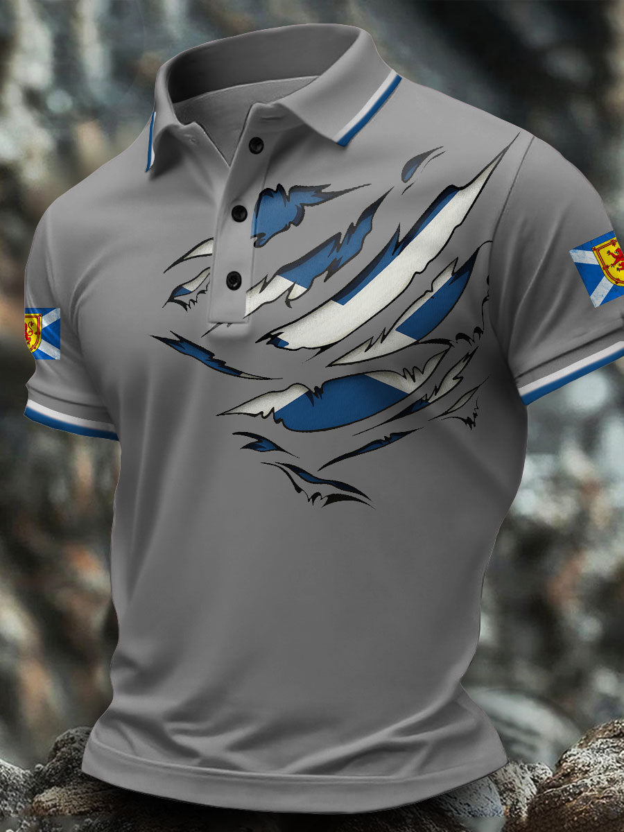 Men's Scotland Flag Art Printed Casual Tops trupatriotic