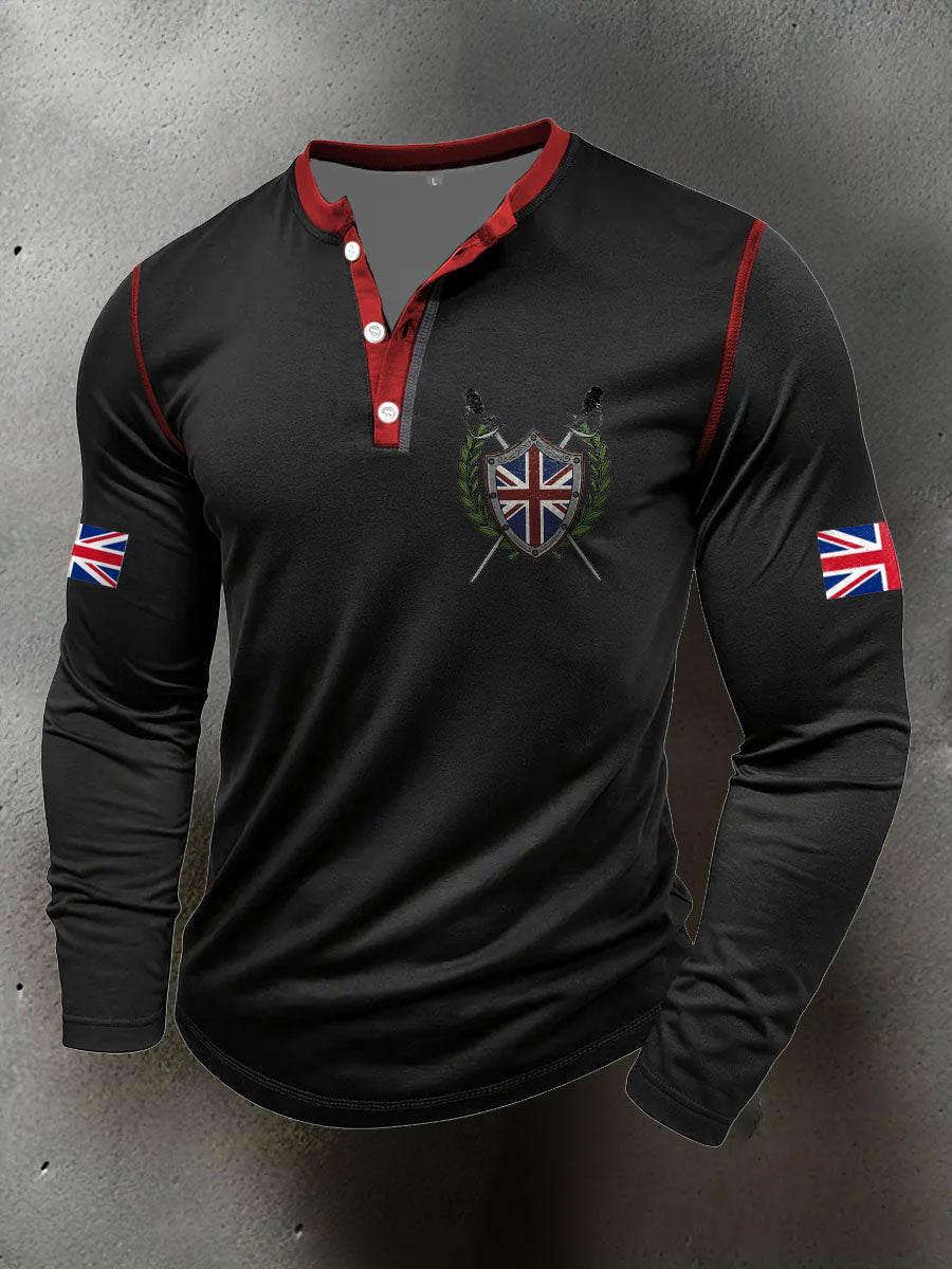 Men's UK Flag Art Printed Casual Tops trupatriotic