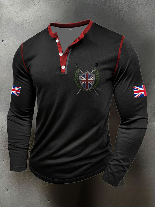 Men's UK Flag Art Printed Casual Tops trupatriotic
