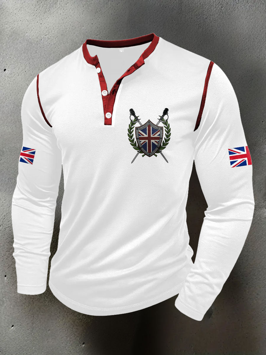 Men's UK Flag Art Printed Casual Tops trupatriotic