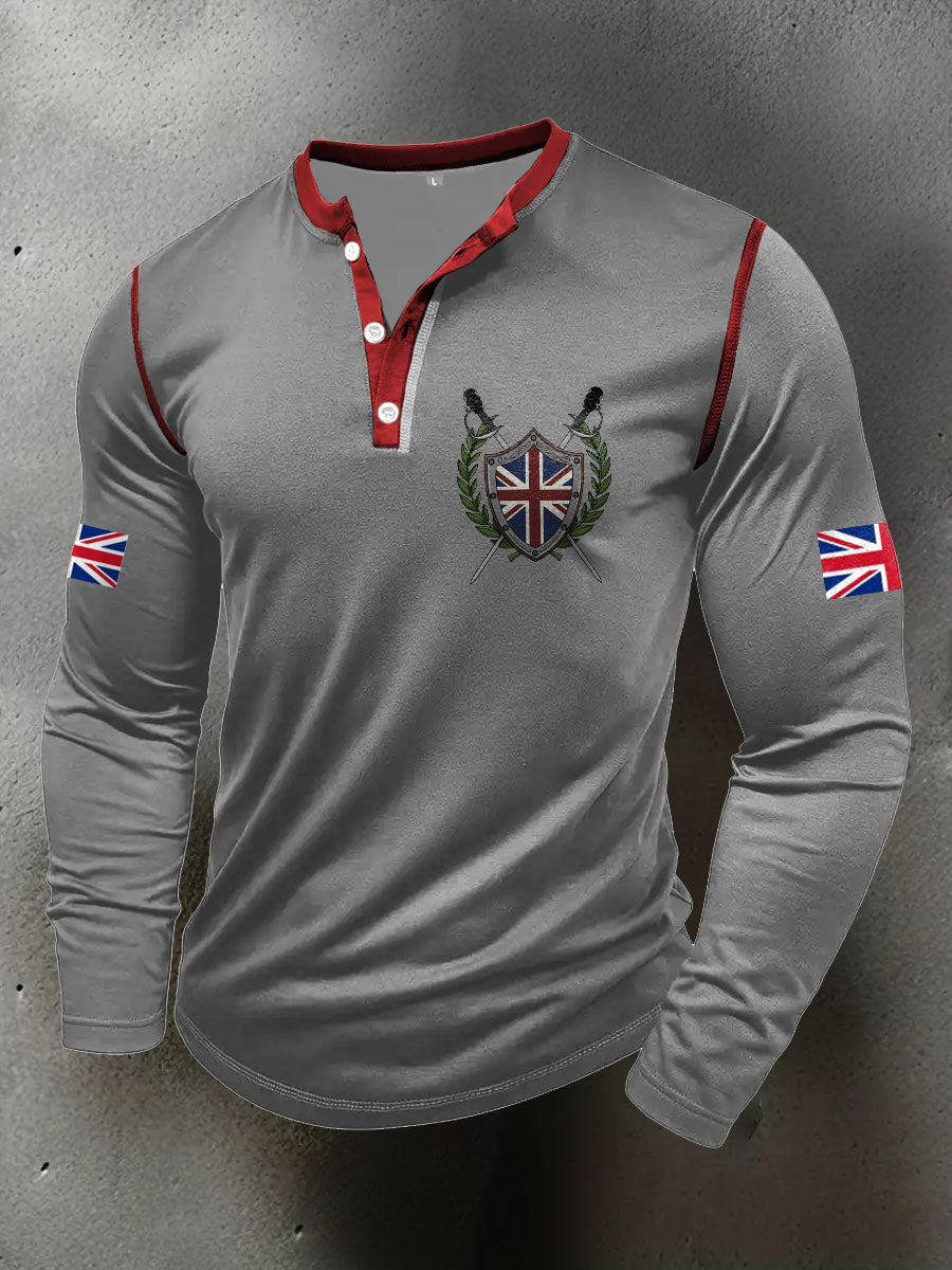 Men's UK Flag Art Printed Casual Tops trupatriotic