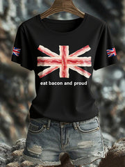 Women's Bacon UK Flag Printed T-Shirt trupatriotic
