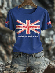 Women's Bacon UK Flag Printed T-Shirt trupatriotic