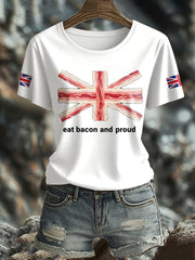 Women's Bacon UK Flag Printed T-Shirt trupatriotic