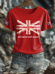 Women's Bacon UK Flag Printed T-Shirt trupatriotic