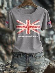Women's Bacon UK Flag Printed T-Shirt trupatriotic