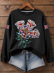 Women's British imitation diamond hot-drilling Print Sweatshirt trupatriotic