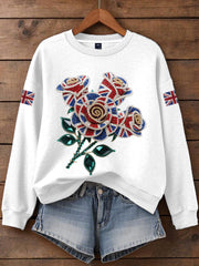 Women's British imitation diamond hot-drilling Print Sweatshirt trupatriotic