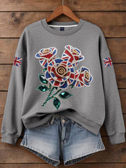 Women's British imitation diamond hot-drilling Print Sweatshirt trupatriotic