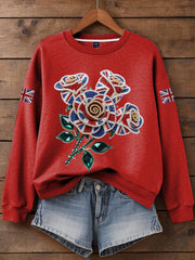 Women's British imitation diamond hot-drilling Print Sweatshirt trupatriotic
