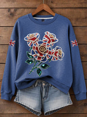 Women's British imitation diamond hot-drilling Print Sweatshirt trupatriotic