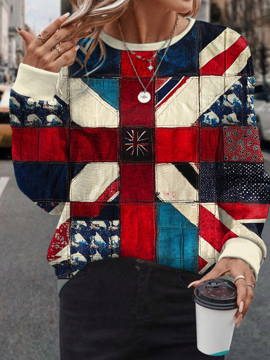 Women's UK Flag Art Printed Sweatshirt trupatriotic