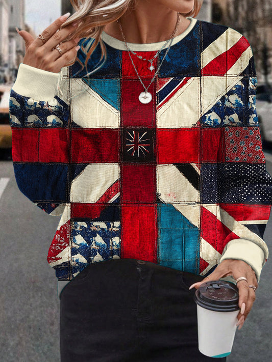 Women's UK Flag Art Printed Sweatshirt trupatriotic
