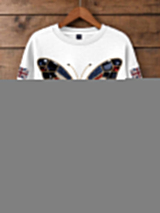 Women's British imitation diamond hot-drilling Print Sweatshirt trupatriotic