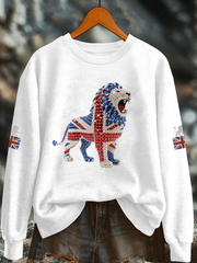 Women's British imitation diamond hot-drilling Printed Regular Sweatshirt trupatriotic