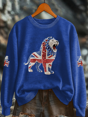 Women's British imitation diamond hot-drilling Printed Regular Sweatshirt trupatriotic
