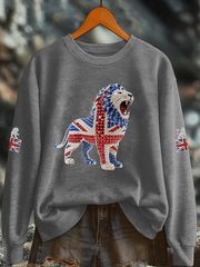 Women's British imitation diamond hot-drilling Printed Regular Sweatshirt trupatriotic