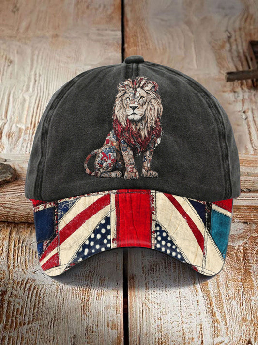 Unisex UK Flag Art Lion Printed Hat trupatriotic
