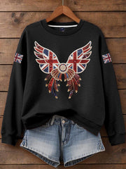 Women's British imitation diamond hot-drilling Print Sweatshirt trupatriotic