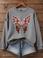 Women's British imitation diamond hot-drilling Print Sweatshirt trupatriotic