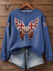 Women's British imitation diamond hot-drilling Print Sweatshirt trupatriotic