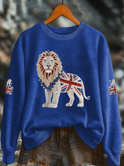 Women's British imitation diamond hot-drilling Printed Regular Sweatshirt trupatriotic