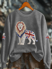 Women's British imitation diamond hot-drilling Printed Regular Sweatshirt trupatriotic