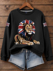 Women's British imitation diamond hot-drilling Print Sweatshirt trupatriotic