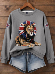 Women's British imitation diamond hot-drilling Print Sweatshirt trupatriotic