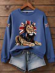 Women's British imitation diamond hot-drilling Print Sweatshirt trupatriotic
