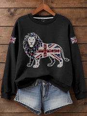 Women's British imitation diamond hot-drilling Print Sweatshirt trupatriotic