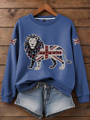 Women's British imitation diamond hot-drilling Print Sweatshirt trupatriotic