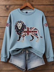 Women's British imitation diamond hot-drilling Print Sweatshirt trupatriotic
