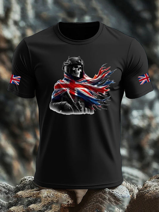 Men's British Veteran imitation cotton short-sleeved T-shirt trupatriotic