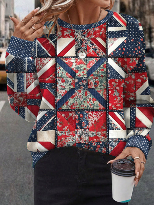 Women's UK Flag Floral Art Printed Sweatshirt trupatriotic