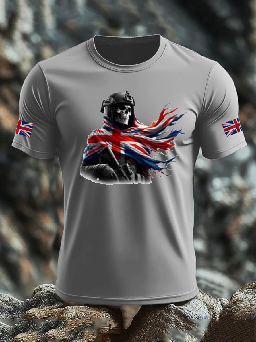 Men's British Veteran imitation cotton short-sleeved T-shirt trupatriotic