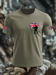 Men's British Veteran imitation cotton short-sleeved T-shirt trupatriotic