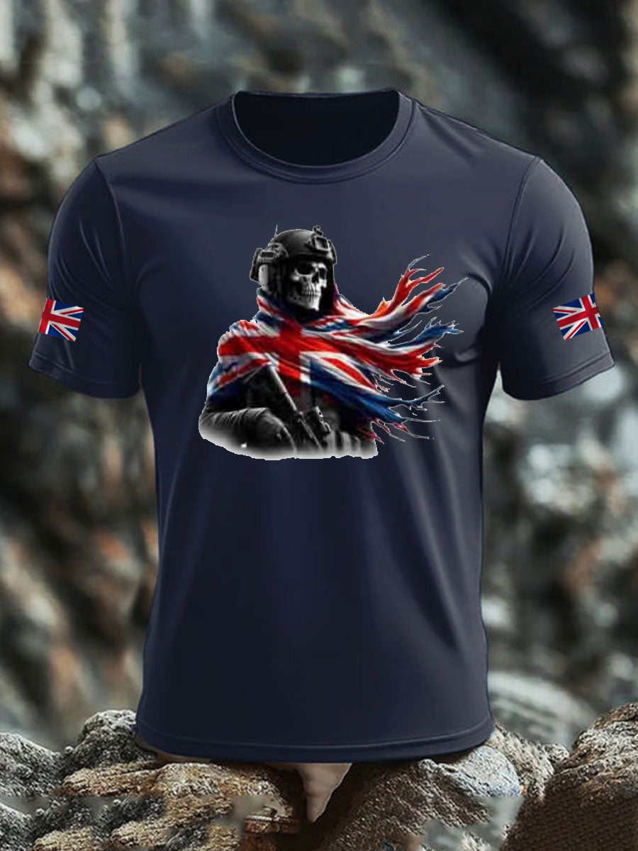 Men's British Veteran imitation cotton short-sleeved T-shirt trupatriotic